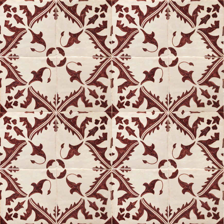 Mosaic House Moroccan tile Lyons 1-7 White Red  {hand painted handpainted 6x6} 